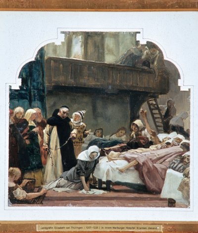Estudio para Santa Isabel y su confesor Conrado de Marburgo en 1230 (detalle) de Peter Johann Theodor Janssen